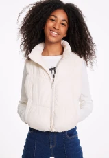 Older Girls Cream Reversible Crop Gilet Older Girls Cream Reversible Crop Gilet
