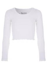 Older Girls Cream Scoop Neck Top