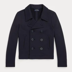 Older Girls Navy Terry Cotton Pea Coat