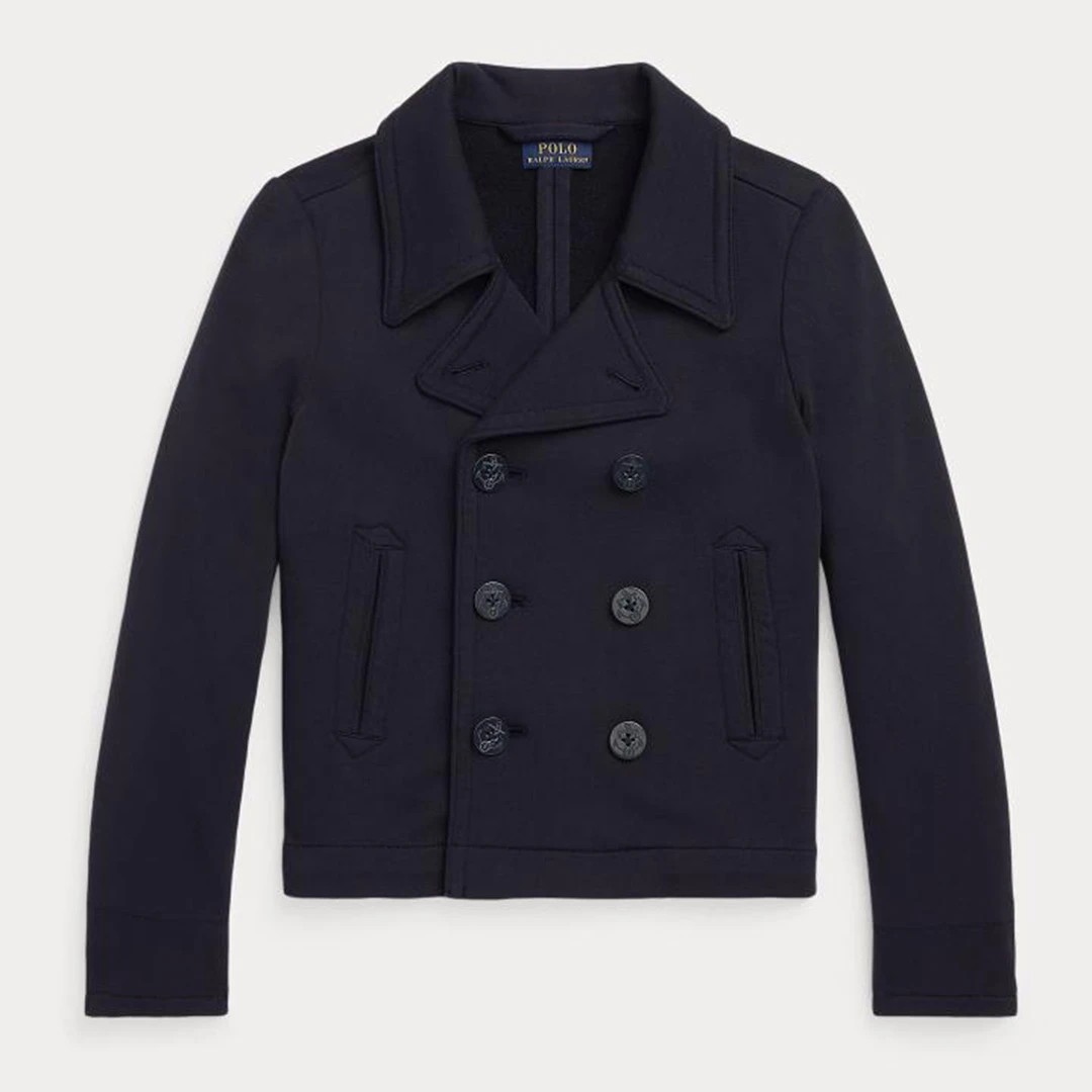 Older Girls Navy Terry Cotton Pea Coat