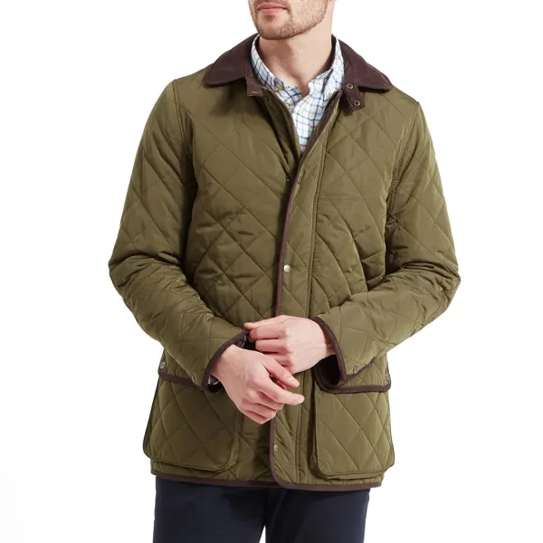 Olive Diamond-Quilted Jacket - Green