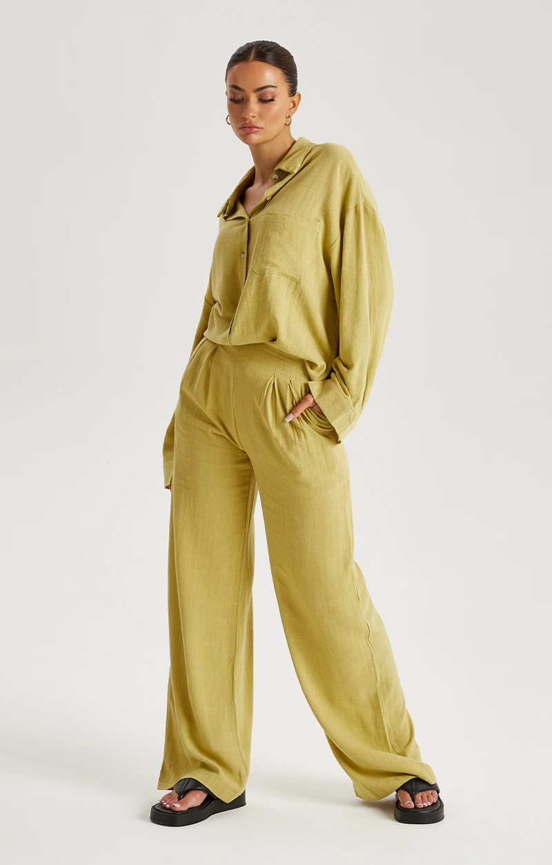Olive Linen Trouser /