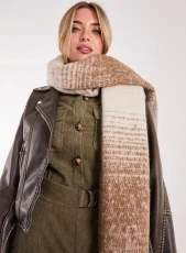 Ombré Brushed Scarf - ONE - BROWN PATTERN