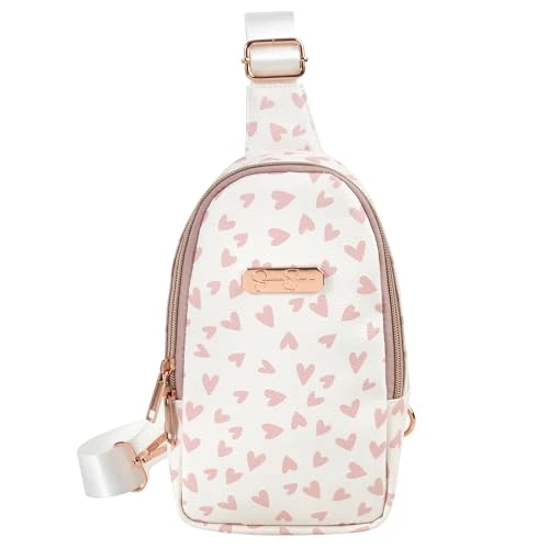 One Strap Mini Crossbody Sling Bag Backpack for Women, Waterproof, with Adjustable Strap, Happy Hearts