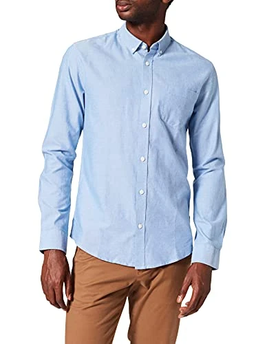 ONLY&SONS Men's Shirt Slim Fit Long Sleeve Oxford Shirt Stylish Comfortable Men's Top, Colours:Blue-