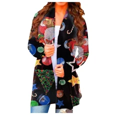 Open Front Cardigans Brown Cardigan Waterfall Cardigans for Women UK Women's Blouses & Shirts Cardigan for Women Open Front Cardigan Knitwear Coat Christmas Jumper Women(Multicolor,XXL)