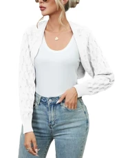 Open Front Cropped Cardigan Sweater Long Sleeve Cosy Ribbed Knit Bolero Shrug Sweater Cover-ups (XL, White) Open Front Cropped Cardigan Sweater Long Sleeve Cosy Ribbed Knit Bolero Shrug Sweater Cover-ups (XL, White)