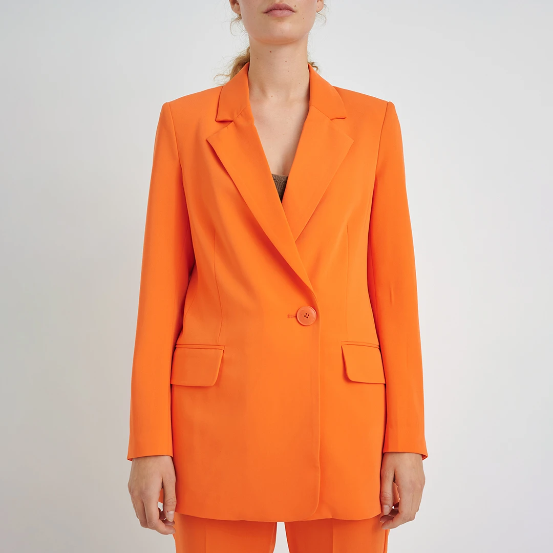 Orange Adian Single Breasted Blazer