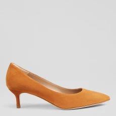 Orange Audrey Suede Kitten Heel Courts - Brown