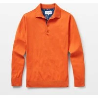 Orange Knit Polo with Flower Accents, L