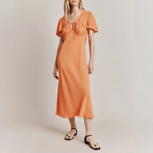 Orange Laura Tie Dress - Orange