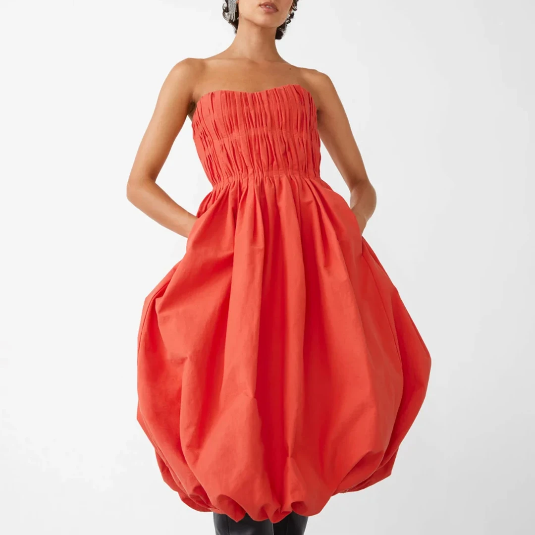 Orange Mila Cotton Midi Dress