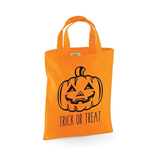 Orange MINI Tote Bag Halloween Pumpkin Trick or Treat Bag BLACK PRINT
