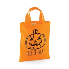 Orange MINI Tote Bag Halloween Pumpkin Trick or Treat Bag BLACK PRINT Orange MINI Tote Bag Halloween Pumpkin Trick or Treat Bag BLACK PRINT