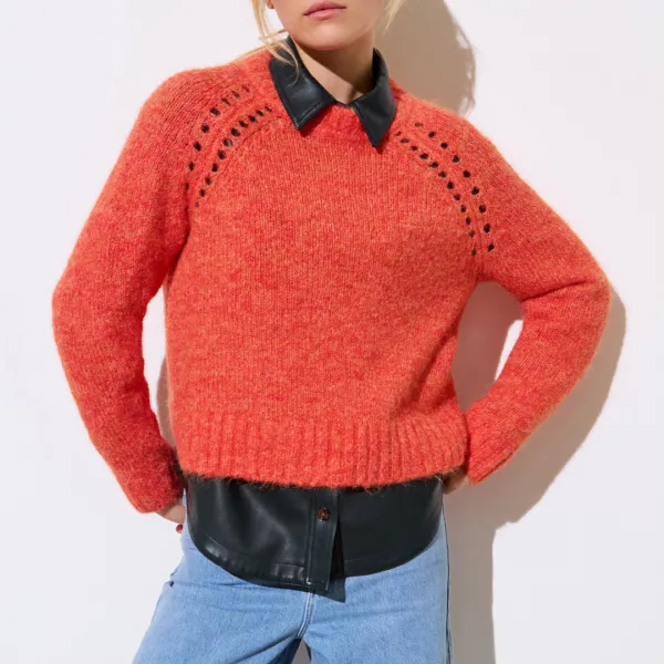 Orange Pointelle Detail Jumper