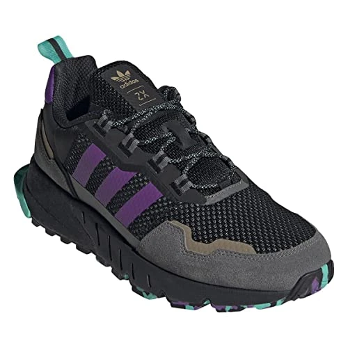 Originals Men's Zx 1k Boost Sneaker, Core Black/Accent Purple/Mint, 13.5 UK