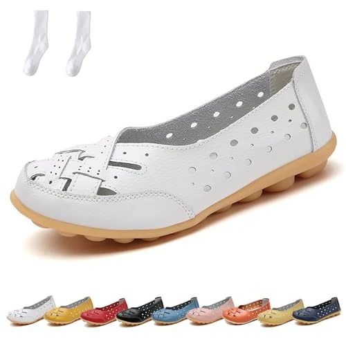 Orthopedic Loafers for Women, Orthopedic Loafers in Breathable Leather, Casual Slip-On Flats Sandals