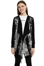 Oslo Fringed Monochrome Long Cardigan 20WWJFA1 XS Oslo Fringed Monochrome Long Cardigan 20WWJFA1 XS