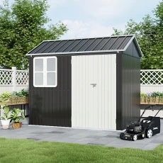 Outdoor 83x54 FT Apex Roof Garden Storage House - Charcoal Black