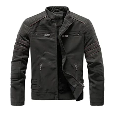 Outdoor Jacket Men's Sweat Jacket Without Hood Men's Autumn and Winter Abrasive Leather Fashion Slim Brushed PU Jacket Motorcycle Slim Coat Winter Jacket Men's Short Sports Jacket Men's Rain Jacket