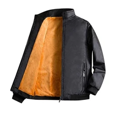Outdoor jackets for men fathers winter silky plus velvet warm outer coat outdoor zip stand collar outerwear with pockets men cotton coat men bomber jacket, black, XXL Outdoor jackets for men fathers winter silky plus velvet warm outer coat outdoor zip stand collar outerwear with pockets men cotton coat men bomber jacket, black, XXL
