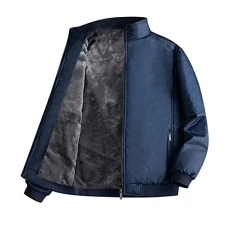 Outdoor jackets for men fathers winter silky plus velvet warm outer coat outdoor zip stand collar outerwear with pockets men cotton coat men bomber jacket, navy, M Outdoor jackets for men fathers winter silky plus velvet warm outer coat outdoor zip stand collar outerwear with pockets men cotton coat men bomber jacket, navy, M