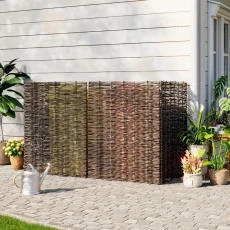 Outdoor Wicker Trash Can Privacy Fence 90x115cm - Brown