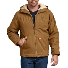 - Outerwear for Men, Sherpa Lined Duck Jacket, Three-Piece Hood, Rinsed Brown Duck, M - Outerwear for Men, Sherpa Lined Duck Jacket, Three-Piece Hood, Rinsed Brown Duck, M