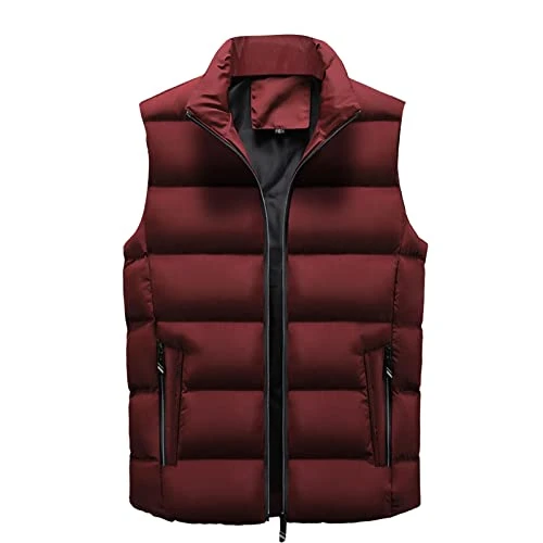 Outerwear Gilets for Men with Hood Plain Quilted Vest Winter Casual Padded Gilets Loose Business Outwear for Work Office Professional UK