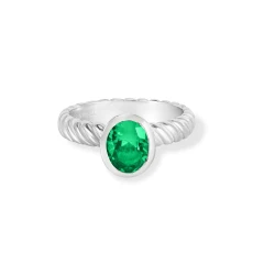 Oval Green Garnet Twist Twinkle Ring