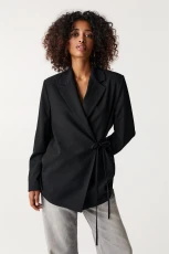 Oversize Blazer With Side Tie - Black