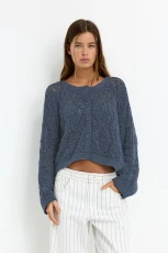 Oversize Crochet Cardigan - Indigo