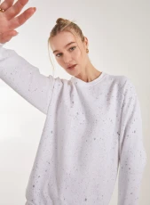 Oversized Acid Wash Sweatshirt  - S  - Ivory