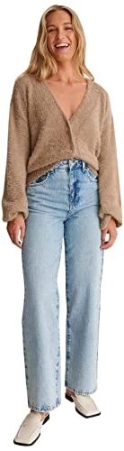 Oversized Knitted Cardigan, Dark Beige, X-Small