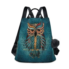 Owl Anti-Theft Backpack for Women Fashion Purse Bag Travel Shoulder Bag Rucksack School Back Pack