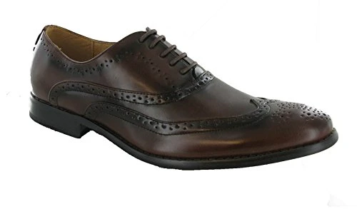 Oxford Brogue Lace Up Leather Lined Mens Formal Shoes Boots UK6-12 (UK7 - US8 - EU41, Brown)