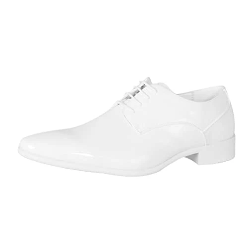 Oxford Shoes for Men Formal Work Wedding Casual Smart Brogues Lace-ups Shoes White Size 41-7