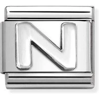 Oxidised Silver Letter Charm - Letter N