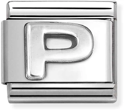 Oxidised Silver Letter Charm - Letter P