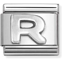 Oxidised Silver Letter Charm - Letter R