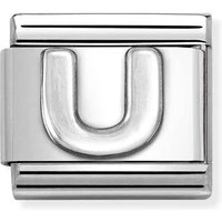 Oxidised Silver Letter Charm - Letter U