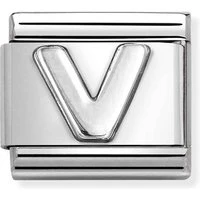 Oxidised Silver Letter Charm - Letter V