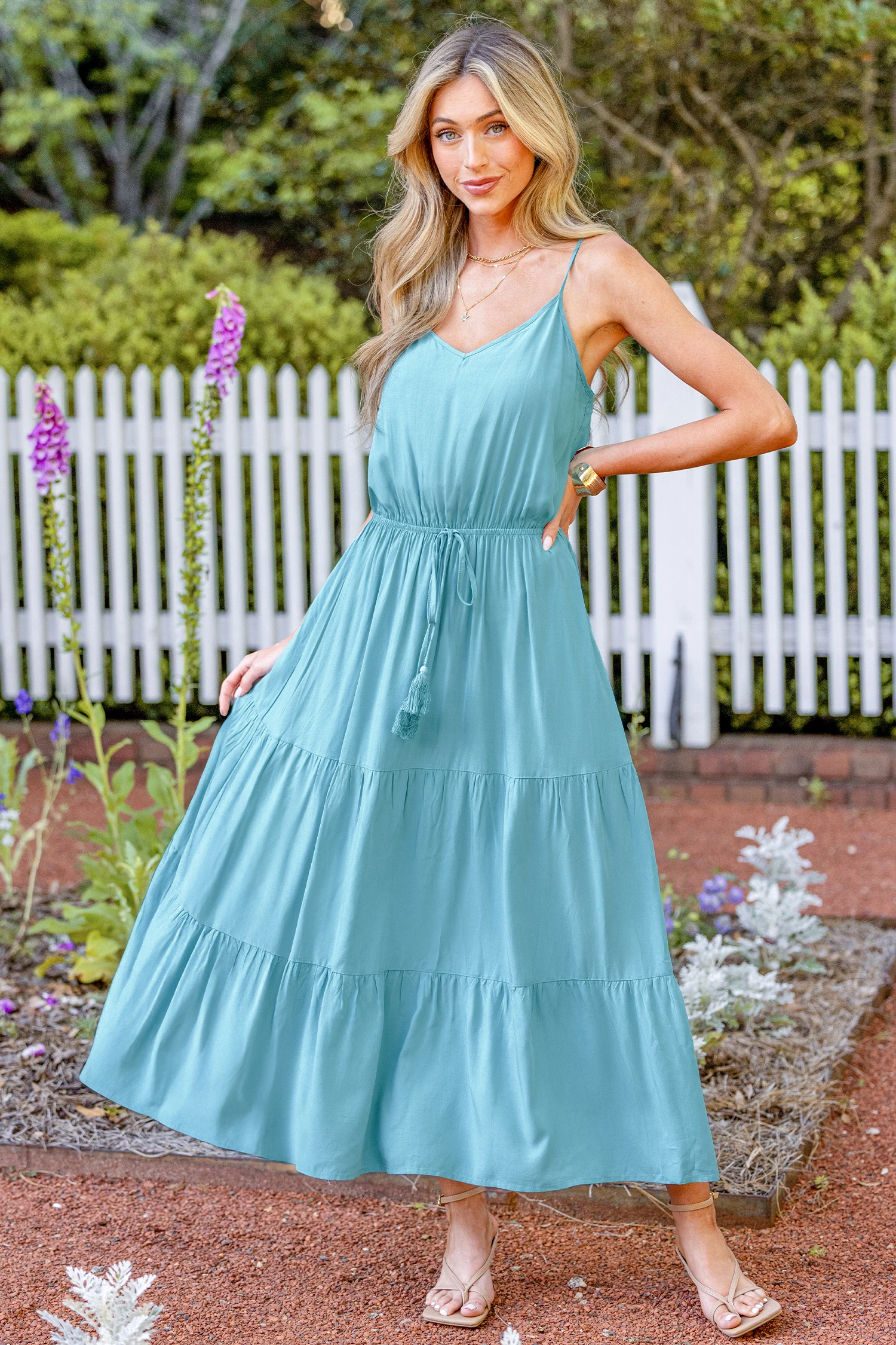 Pacific Daze Blue Maxi Dress eafoam
