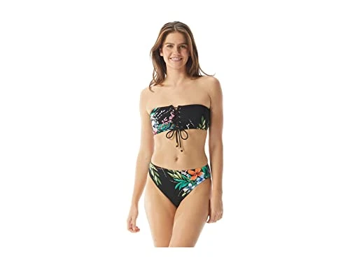 Pacific Grove Front to Back Bandeau Bikini Top, Black, Medium