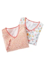 Pack of 2 Cotton Nightdresses Women Nightwear V Neck Short Sleeves Yellow Pack of 2 Cotton Nightdresses Women Nightwear V Neck Short Sleeves Yellow