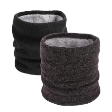 Pack of 2 Scarf Neck Warmer Women Men Fleece Lining Winter, A-black & dark grey, One Size