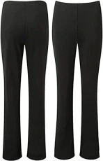 Pack of 2 Women Bootleg Trousers Ladies Boot Cut High Rise Stretch Soft Ribbed Pull On Bottoms Elasticated Waist Pants Plus 8-26