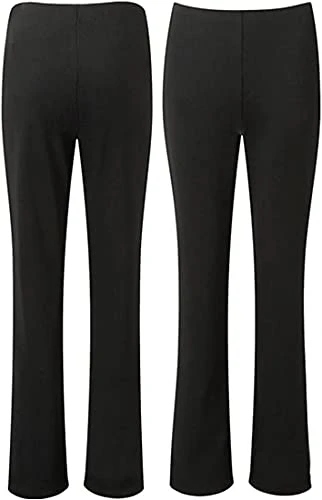 Pack of 2 Women Bootleg Trousers Ladies Boot Cut High Rise Stretch Soft Ribbed Pull On Bottoms Elasticated Waist Pants Plus 8-26