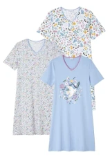 - Pack of 3 Cotton Jersey Nightdresses, Blue Pack X 3, 26/28 - Pack of 3 Cotton Jersey Nightdresses, Blue Pack X 3, 26/28