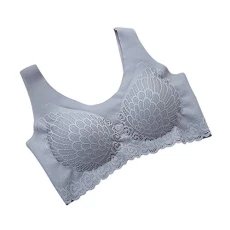 Padded Bras for Women 2 Sizes Bigger Plus Size Backless Bra Women's Full Coverage Floral Lace Plus Size Underwired Bra Floral Lace Minimizer Bra Limited Time Deals Sale Clearance Grey